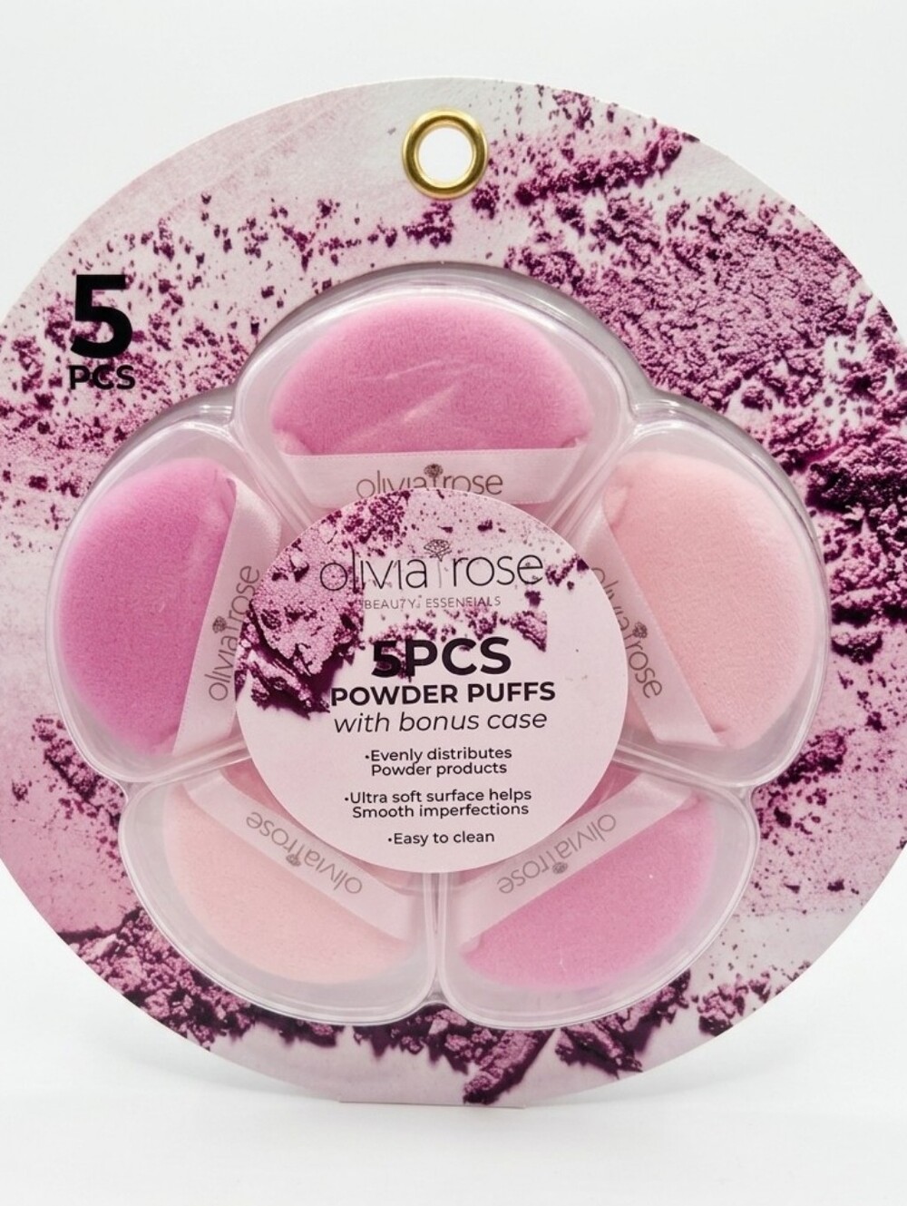 Olivia Rose Pink Powder Puffs - 5PCS Beauty Essentials
